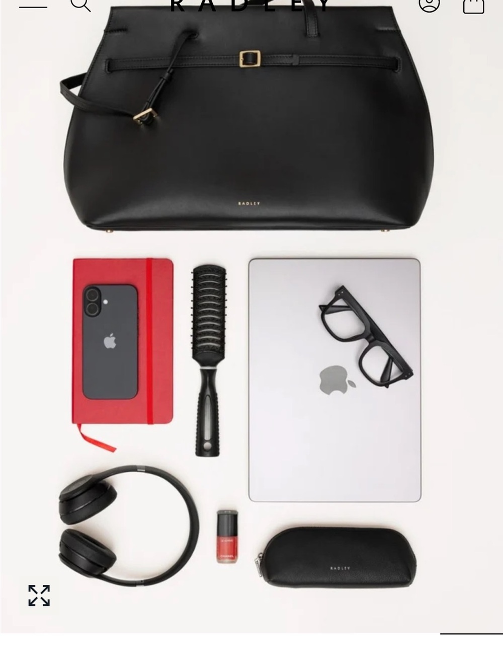 RADLEY LONDON Black Leather Tote with Gold Hardware - Picture 6 of 9